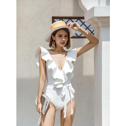 New Arrived One Piece Swimsuit V-Neck Backless Swimsuit Fused Monokini Swimming Suit For Women Swimwear Ladies Swim Suit Trikini