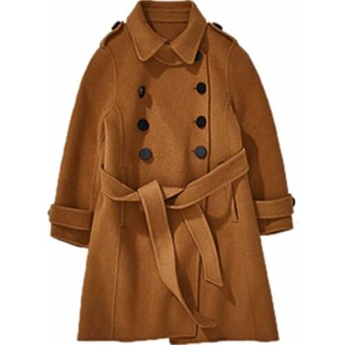 Winter woolen Coat Girls boysThick double breasted Fashion Kids Girls Outerwear Warm Teenage For Girls