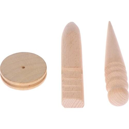 1pcs Wooden Leathercraft Round Wood Edge Slicker Craft Leather Edge Slicking Burnishing Supplies Professional Perfect