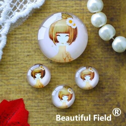 12mm 25mm 14mm 16mm 18mm 20mm Photo Glass Cabochons Round Cameo Set Handmade Settings Stone Girl A05
