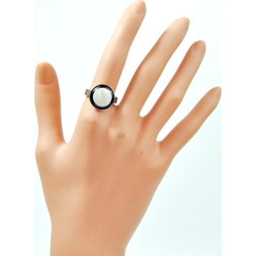 120Pcs Fashion Black White Smooth Enamel Women Ring lot female anel Steel Jewelry Lots Top quality LR4112