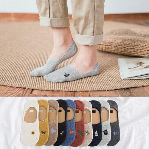 2 Pairs Funny Women Dinosaur Cat Polar Bear Smiley Face No Show Cotton Socks Invisible Sox Nonslip Loafer Liner Low Cut Cartoon