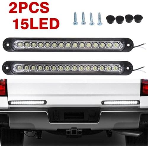 2pcs 10-30V 10 Inch White 15 LED Strip Reverse Back Up Light Bar Sealed RV Truck Tail Day-time Running Lamp With Screw DIY Parts