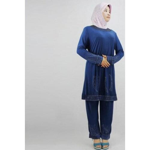 2021 Oversized Muslim Womens Round Neck Rhinestone Islamic Womens Worship National Costume Simple Abaya Woman Kimono