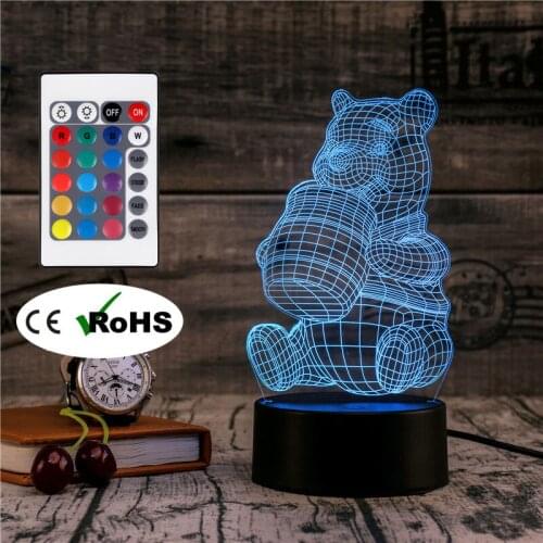 3D Led Novety Lighting Creative Gift Night Light Table Lamp Bedside Bear Light Led Home Corridor Hotel Party Atmosphere Lights