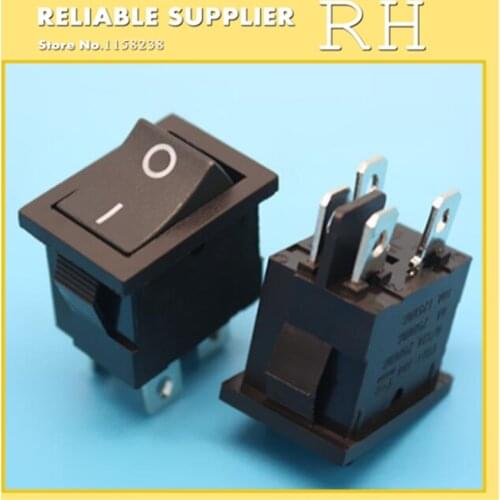 50PCS/lot KCD1-104 4 feet 2 files with lights Rocker power switch 6A / 250V Black red green