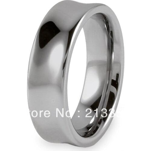 Free Shipping Buy Cheap Discount Price USA HOT Selling 7MM Men&Womens Silver Concave Polished ShinyTungsten Wedding Rings
