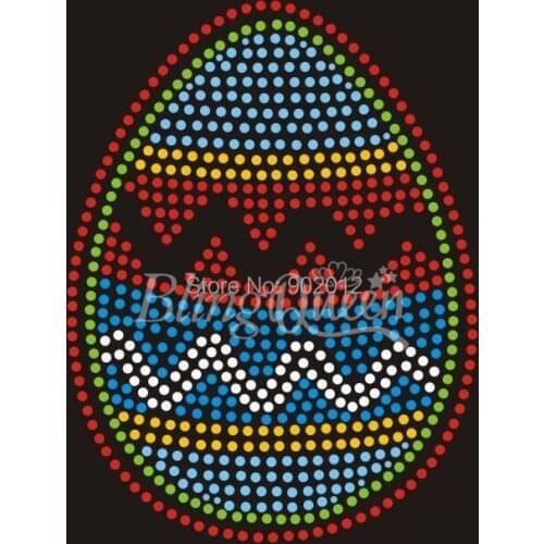 BlingQueen 25PCS/LOT Easter Egg Rhinestone Heat Transfers Motifs