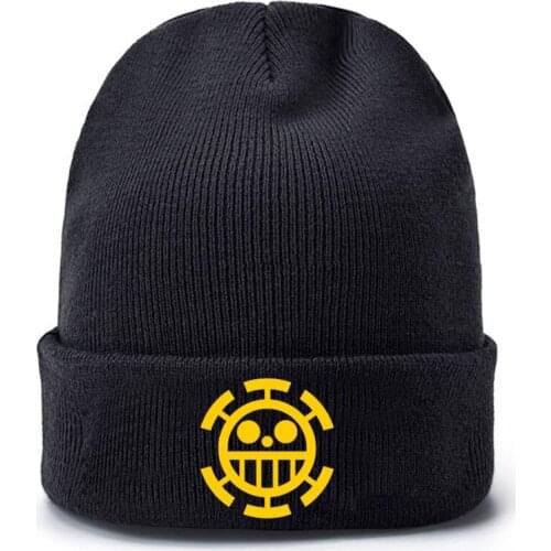 One Piece Straw Hat Trafalgar D Water Law Baseball Caps Knitted Winter Warm Hats Men Women Boys Girls Elastic Black