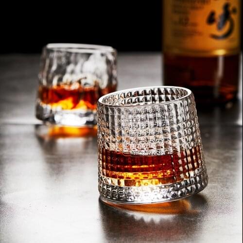Household revolving crystal glass wine glass Nordic whisky glass personality wine tumbler glass