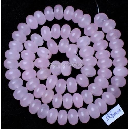 High Quality 5x8mm Smooth Rondelle Shape Pink Color Jades Stone Loose Beads Strand 15" DIY Creative Jewellery Making w2068