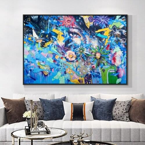 Graffiti Art Womans Eyes Canvas Painting Poster Print Wall Art Picture For Living Room Home Decor Frameless