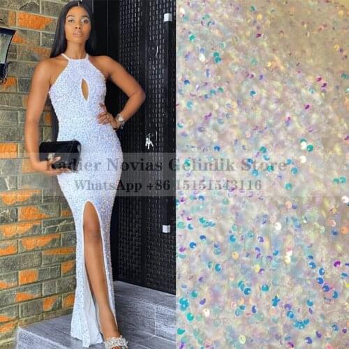 KADIER NOVIAS Long White Mermaid Evening Dresses 2021 with Slit Bridesmaid Prom Dress for Black Girls Vestido De Fiesta