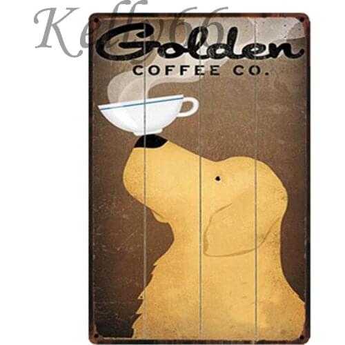 [ Kelly66 ] Golden Coffee Metal Sign Tin Poster Home Decor Bar Wall Art Painting 20*30 CM Size y-1563