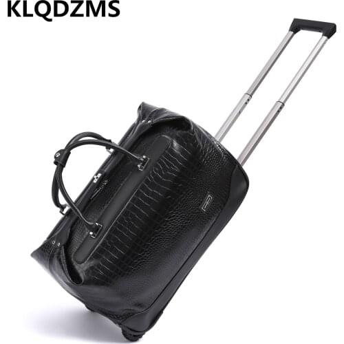 KLQDZMS 20’’24 Inch Women Hand Luggage Business Travel Suitcase On Wheels PU Mens Portable Detachable Trolley Travel Suitcase