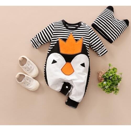Newborn Baby Boy Clothes Set With Hat Cotton 2pcs Boutique Infant Outfits New born Girl Suit Toddler Fall Penguin Babies Costume