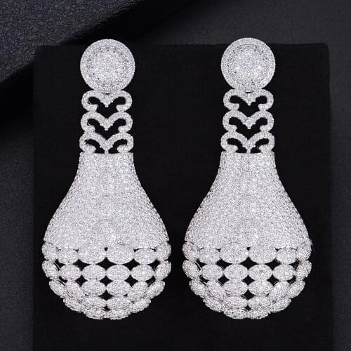 LARRAURI Popular Elegant Waterdrop Full Cubic Zirconia Women Naija Bridal Engagement Wedding Earring Jewelry Addiction