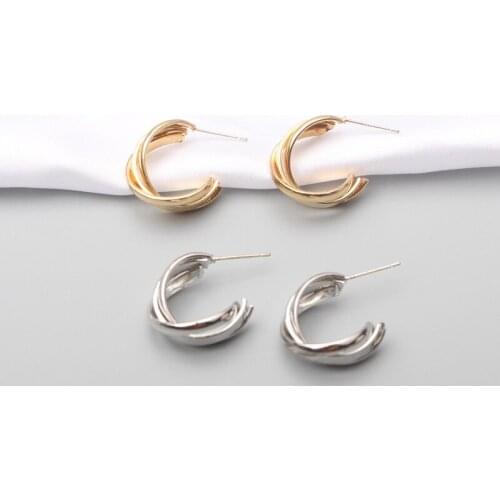 Small Metal Stud Earrings for Women Personality Unusual Earrings Gold Color Cross C-shaped Female Earrings boucles d'oreilles