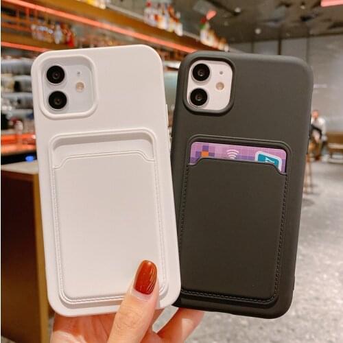 Luxury Matte Silicone Cover For iPhone 12 Pro Max 11 Pro XR Xs Max 7 8 Plus SE 2020 12 Case With Card Wallet Phone Accessories