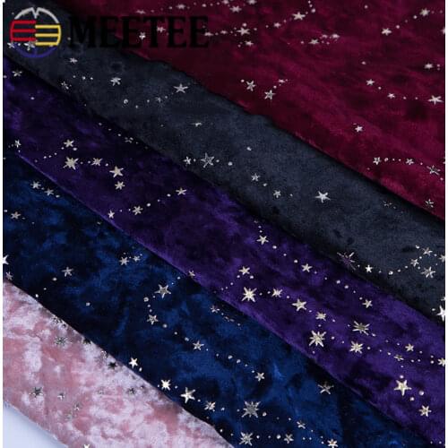 Meetee 50/100X145cm Polyester Spandex Velour Fabric Bronzing Tricot Fabric DIY Dress Elastic Velvet Cloth Sewing Accessories