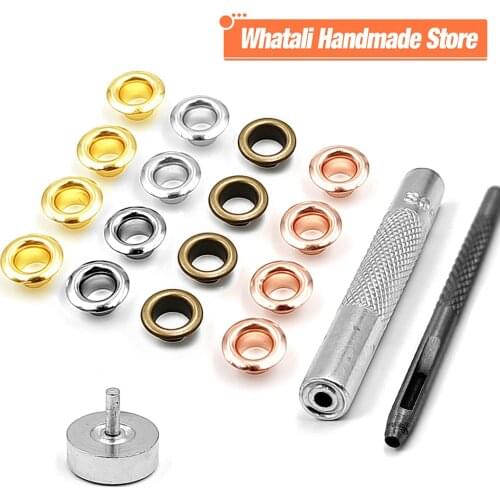 200pcs 4mm Hole Metal Eyelets Grommets with Washer Punch Set Tool Diy Clothes Shoes Belt Cap Bag Tags Leathercraft Accessories
