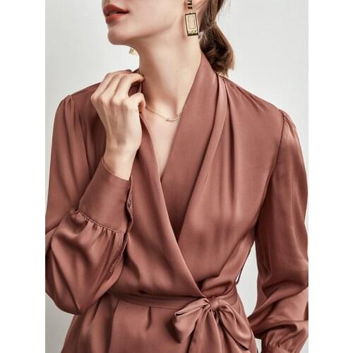 Fashion 2021 Spring Autumn Womens Shirt Silk Blouse Women Long Sleeve Top Female Elegant Blouses V-neck Blusas Mujer Pph3565