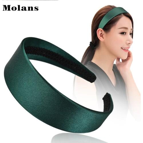 MOLANS Candy Color Wide Headband Satin Hair Band Plain Alice Hairband Hair Hoop 5cm Width Headbands Hair Band Ribbon HeadBand