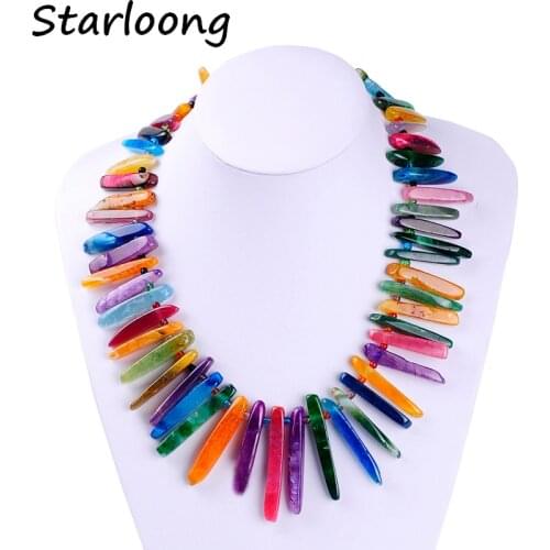 New fashion Strip shape multi-color natural stone beads semi-precious stone Tower chain women necklace