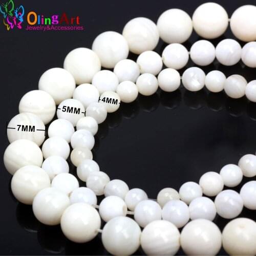 OlingArt 4 5 7mm Natural Stripes Chinese Natural character shell beads For Jewelry Making DIY Bracelet Necklace earring stone