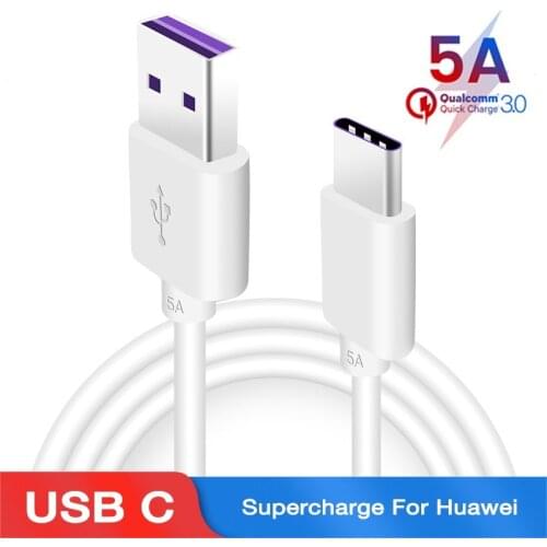 Original USB 5A Type C Cable For Huawei P40 P30 P20 Pro lite Mate 20 30 Pro lite 10 Plus Type-C Supercharge Super Charger Cable