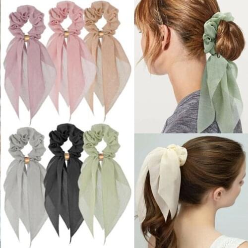 Chiffon Bowknot Hair bands For Women girls Scrunchies Headwear Ponytail Holder Headband Ribbon Hairbands Girls Hair Accessories