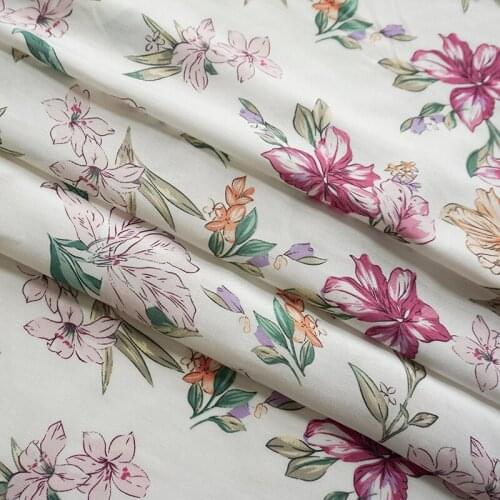 Rayon fabric in summer skin friendly soft printed cotton silk flower baby Pajama skirt brocade silk rayon fabric