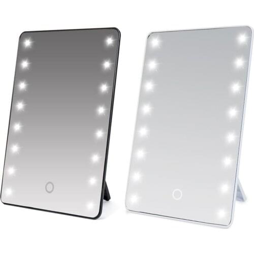 Led Vanity Touch Screen Makeup Mirror Square LED Vanity Magnifying Lights Table Countertop Cosmetics Bathroom Mirror