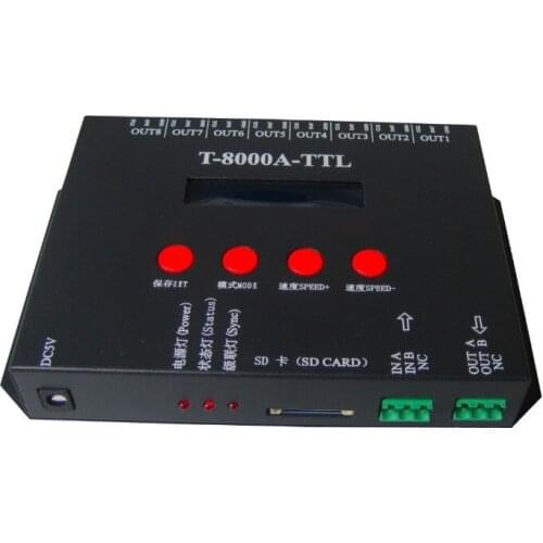T8000A rgb LED Controller For ws2812b/WS2811/WS2813/LPD6803/DMX512 Strip Program + Power adapter RGB 8192 Pixel