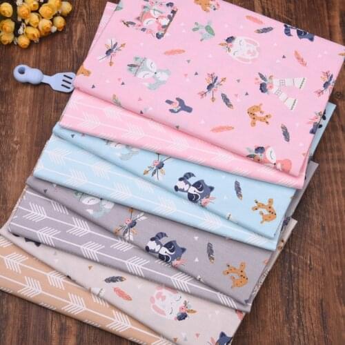 DIY Sewing Fabric Fox Deer Horse 100% Cotton Twill Printed Fabric Bundle For Baby Dress Patchwork Quilting Fat Quarters Tildas