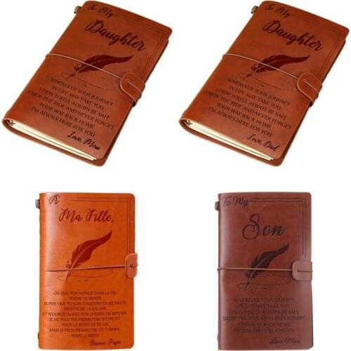 Advanced Elegant Handcrafted Diary Notebook Engraved Leather Journal Message Note Book to My Daughter Son Man Wife