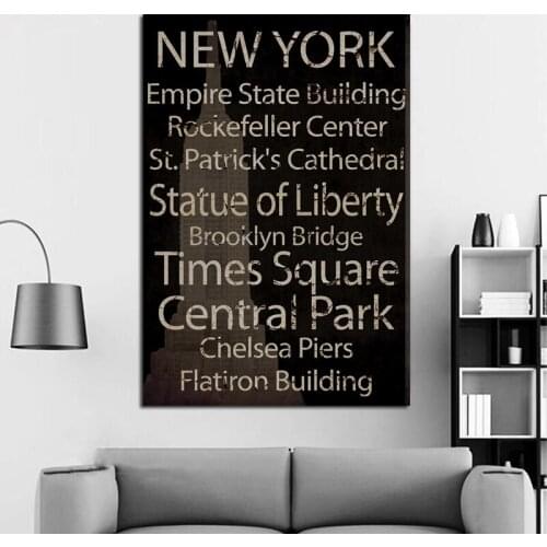 Poster Vintage America UK Posters and Prints New York City London Famous Landmark Building Canvas Painting Wall Art Decor