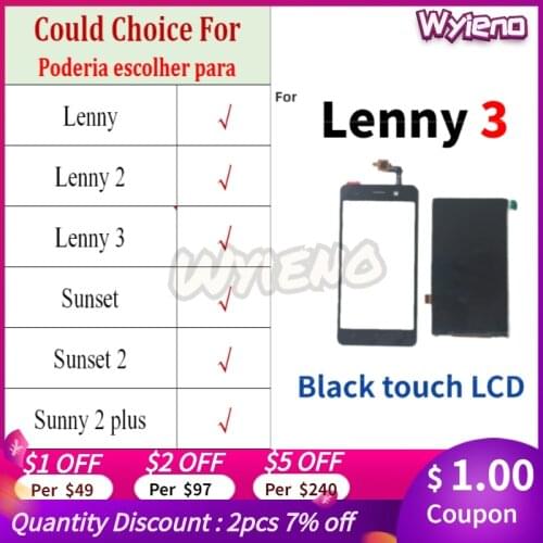 Wyieno Black For Wiko Lenny 2 3 Sunset Sunny 2 Plus Jimmy LCD Display Screen Touch Screen Sensor Panel for Micromax Spark 2 Q334
