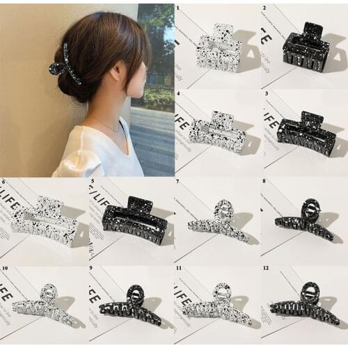 Milk Cow Color Large Hair Claws Crabs Women Girls Vintage Hollow Acrylic Hairpins Acetate Geometric Hair Clips Hair Accessories