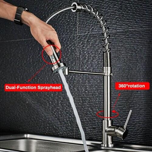 1 set of steel and Brass Kitchen Sink Mixer Tap Spray Faucet Swivel Spout hot and cold