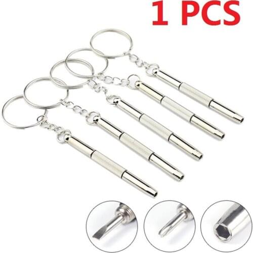1PC Mini 3in1 Multifunctional Screwdriver Glasses Phone Watch Screw Repair Tool Keyring Keychain Professional Maintenance Tools