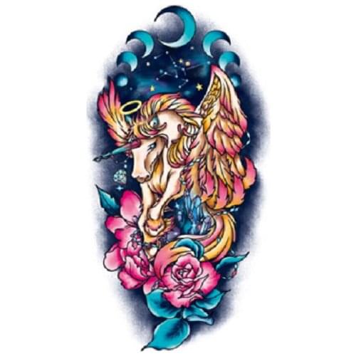 190MM×100MM Waterproof Tattoo Sticker Super Realistic Chinese Style Half Arm Flower Arm
