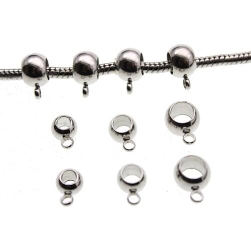 20pcs Stainless Steel Spacer Beads for Jewelry Making Necklace Pendant Pinch Clips Bails, Big Hole Beads DIY Charm Bracelets