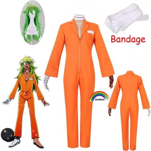 2020 Anime Nanbaka NO.25 Niko Rock Prison Uniform cosplay Costumes Orange Bodysuit + Glove Prisoner cosplay Halloween Clothing