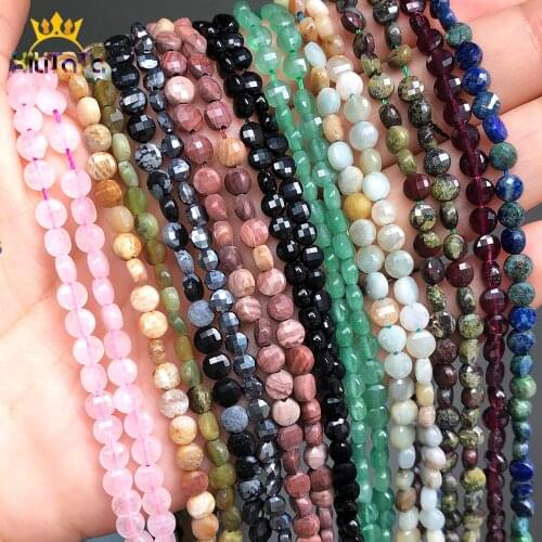 4*4mm Natural Faceted Crazy Agates Quartz Jaspers Jades Amazonite Stone Beads For DIY Jewelry Making Bracelet Accessories 15