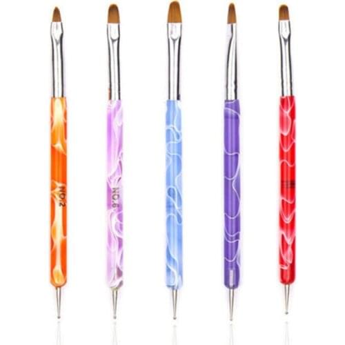 5 x Nail Art Dotting Pens False Nails Painting Polish Brushes 2-Way Tool Marbleizing for Nail Art Accessories