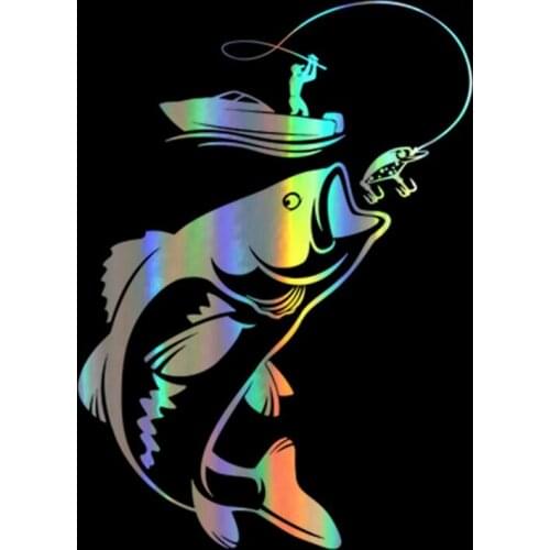 Car Sticker Vinyl Interesting Fishing Fisherman Hobby Fish Boat Sticker on Car Funny Stickers Decals 3D Car Styling,17CM*12CM