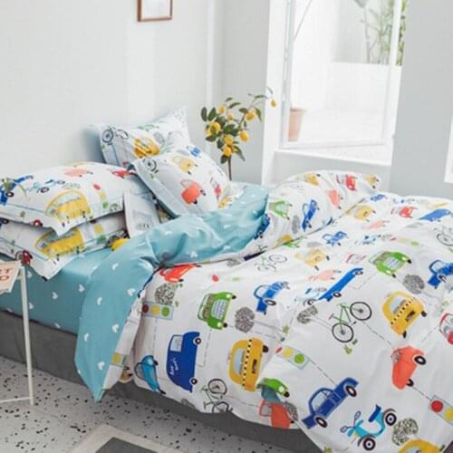 Free shipping 100%cotton kids children cartoon transportation motor bike car 3/4pcs single/twin full queen size bedding set