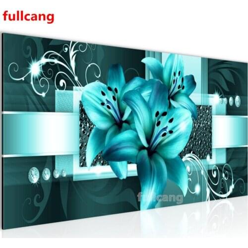 Large 5D Diy diamond painting Pretty blue flower Diamond Mosaic Rhinestone Embroidery cross stitch Lily JX2244