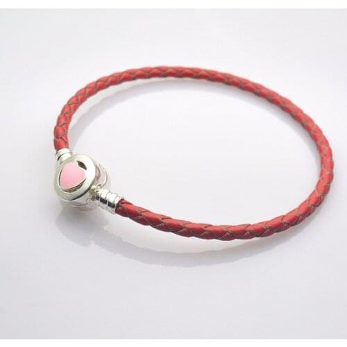 Free shipping 10pcs 16-21cm /3mm12 colors leather with silver clip bracelet chain fit european charm bracelet js1566